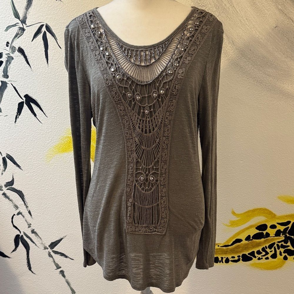 Embellished Gray Women's Top